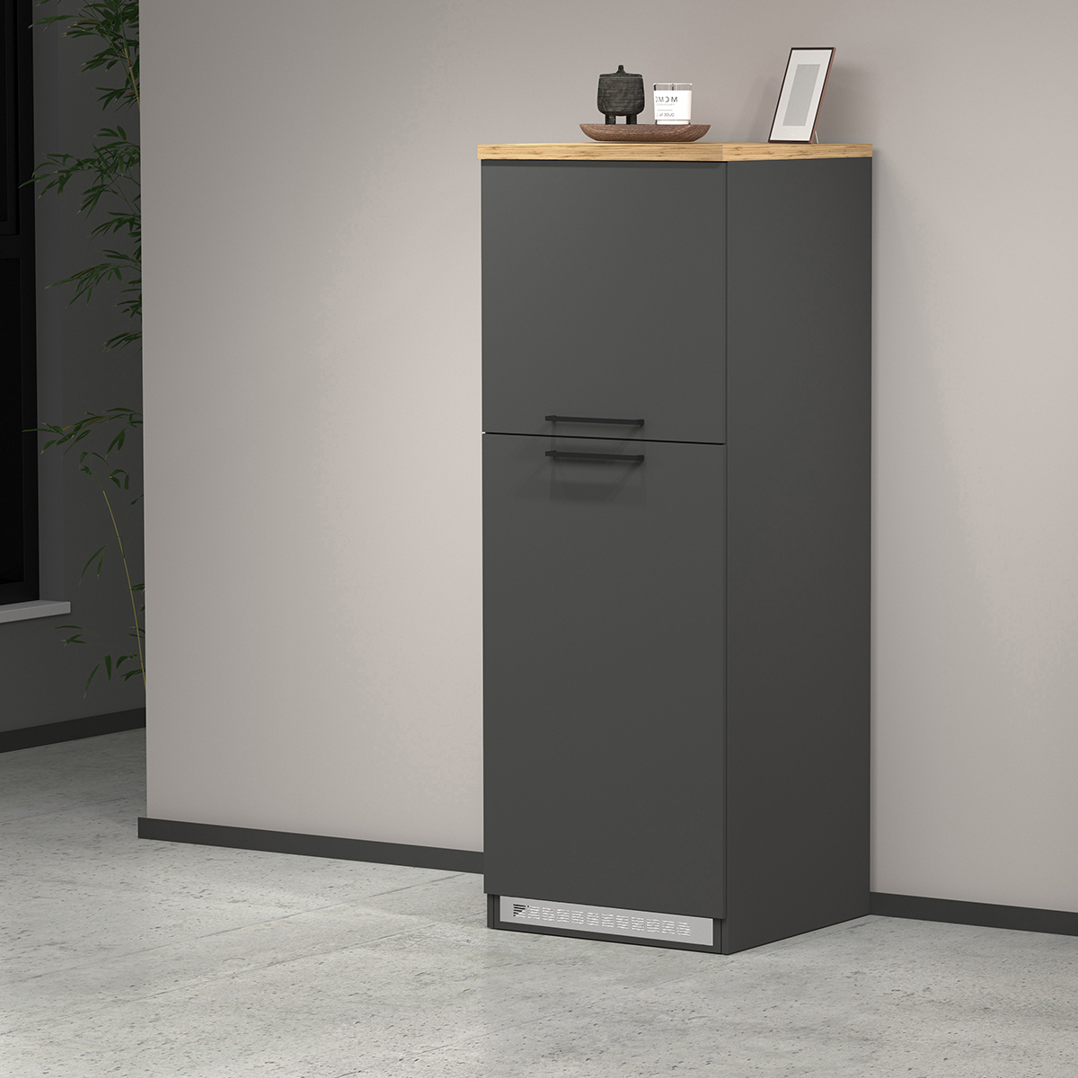 Armoire cache-frigo encastrable 2 portes rangement cuisine 60x60x164,5h Halser