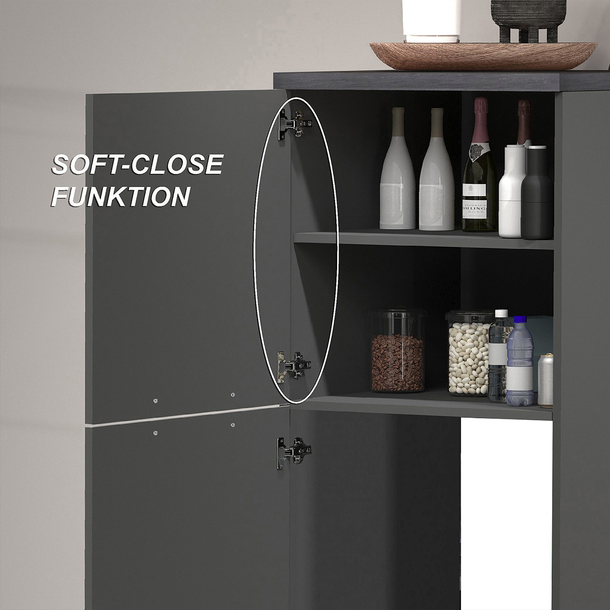 Einbau-Kühlschrankverkleidung mit 2 Türen, Küchenschrank 60x60x164,5h Halser