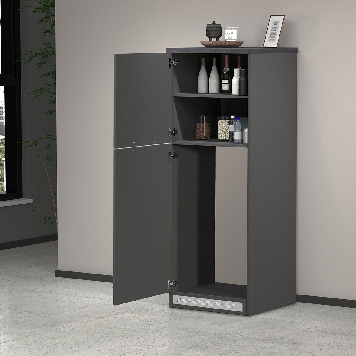 Einbau-Kühlschrankverkleidung mit 2 Türen, Küchenschrank 60x60x164,5h Halser