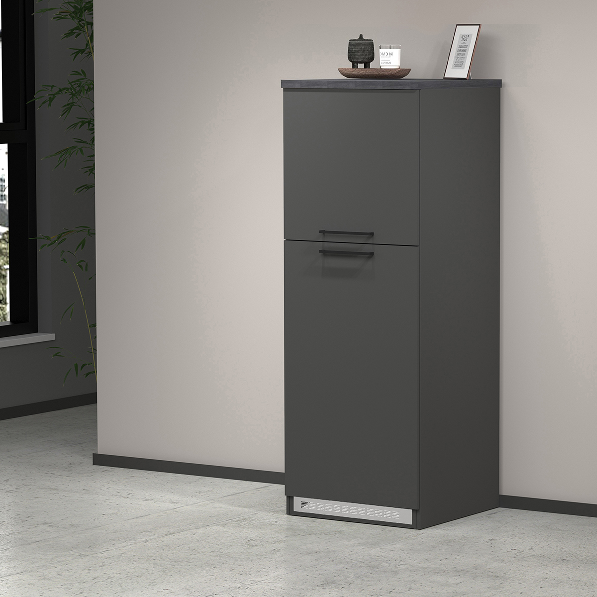 Einbau-Kühlschrankverkleidung mit 2 Türen, Küchenschrank 60x60x164,5h Halser