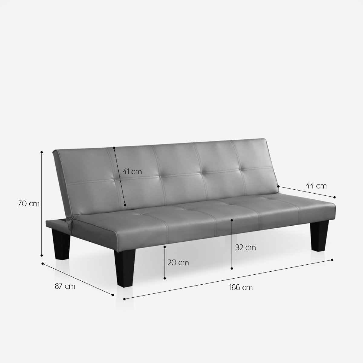 Canapé convertible 2 places ouverture clic clac design moderne similicuir Neluba Lux