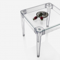 Table carrée en verre et polycarbonate Danubio