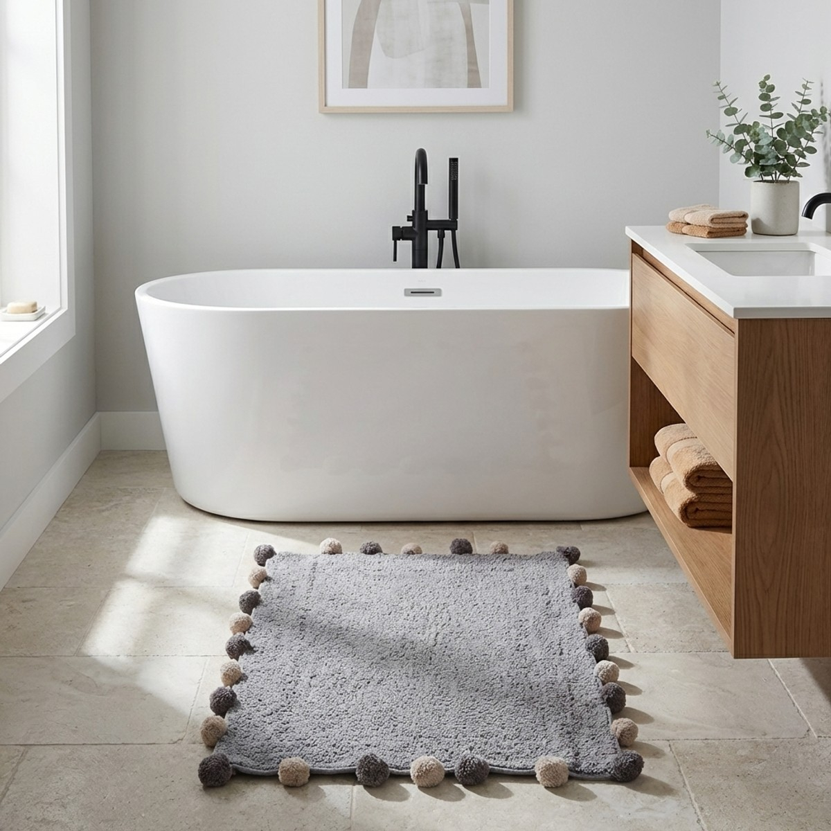 Alfombra de baño antideslizante de algodón 50x80 cm Elun
