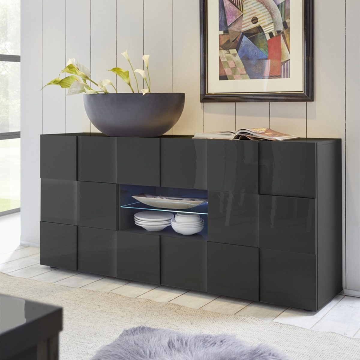 London Wohnzimmer Sideboard mit Türen und Schubladen im modernen Design