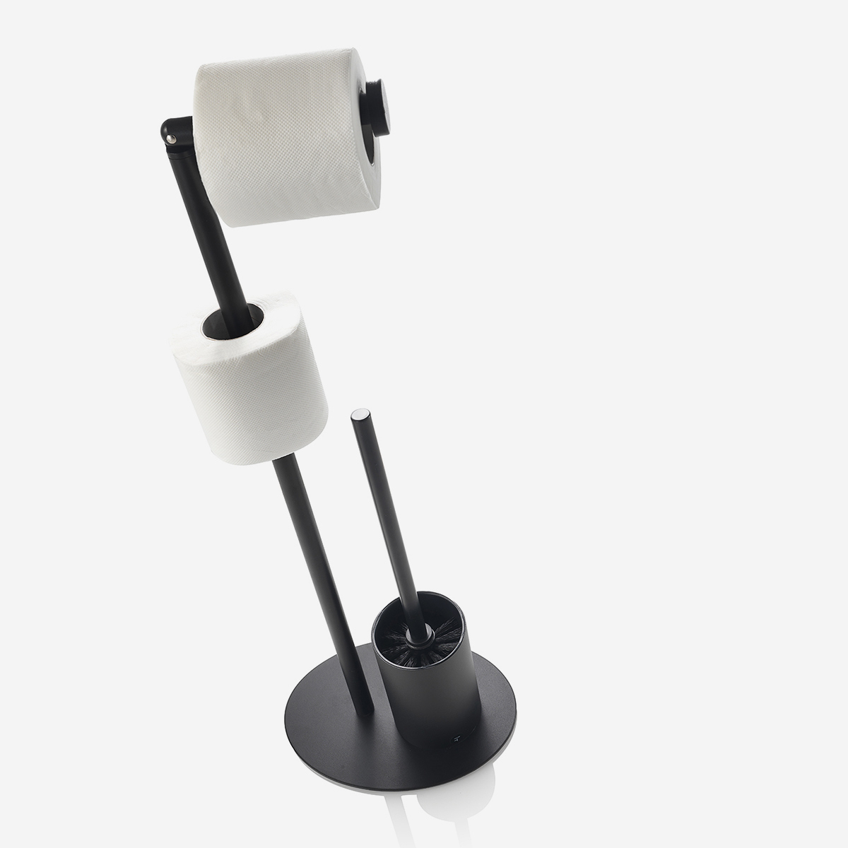 Support mural pour rouleau de papier toilette et balai de salle de bain Tippy B