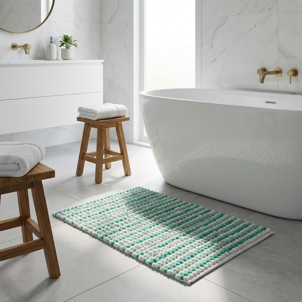 Tappeto bagno antiscivolo in cotone e poliestere Cloud