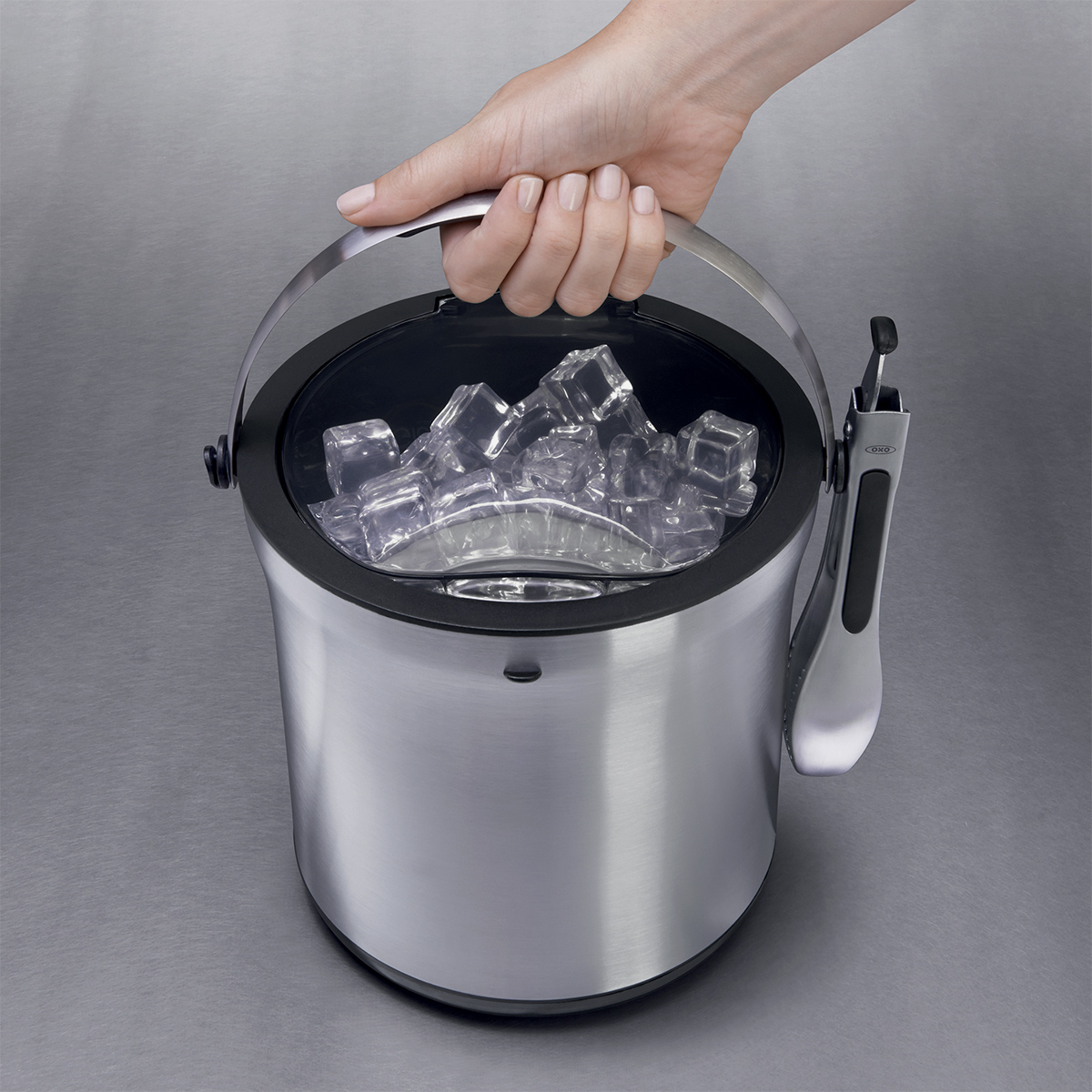 Secador de hielo de acero inoxidable con pinzas, capacidad 4L Steel