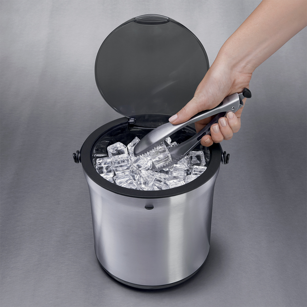 Secador de hielo de acero inoxidable con pinzas, capacidad 4L Steel