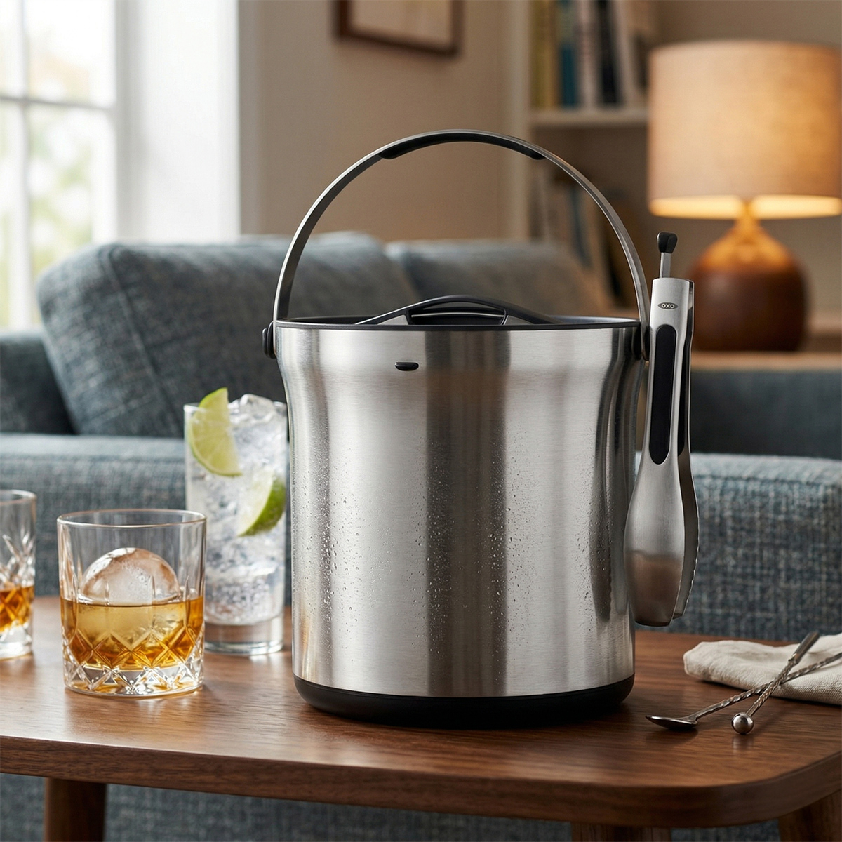 Secador de hielo de acero inoxidable con pinzas, capacidad 4L Steel