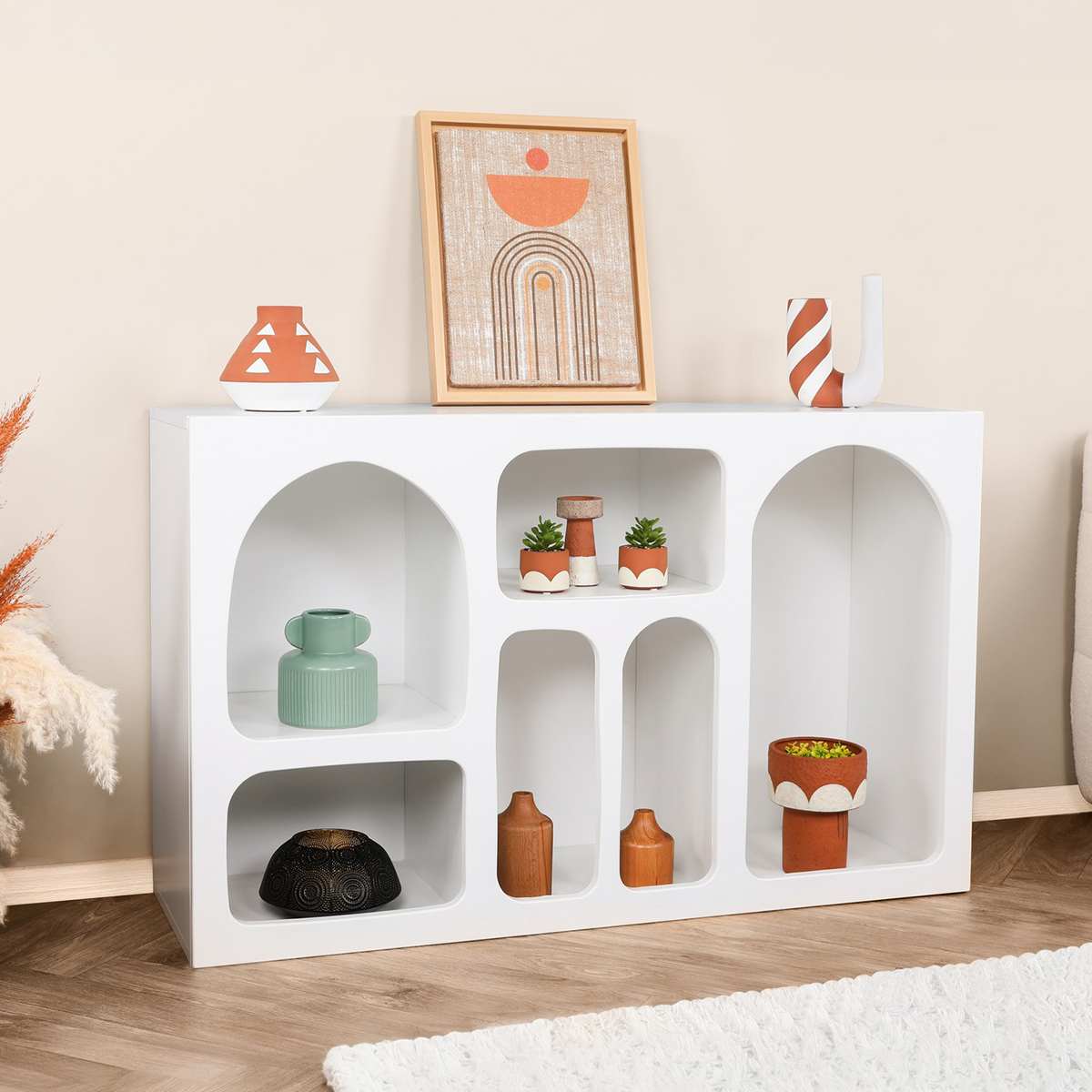 Moderne Liva 120 Konsole mit platzsparenden Ablageflächen