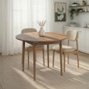 Mesa de comedor redonda extensible Viona, ahorra espacio