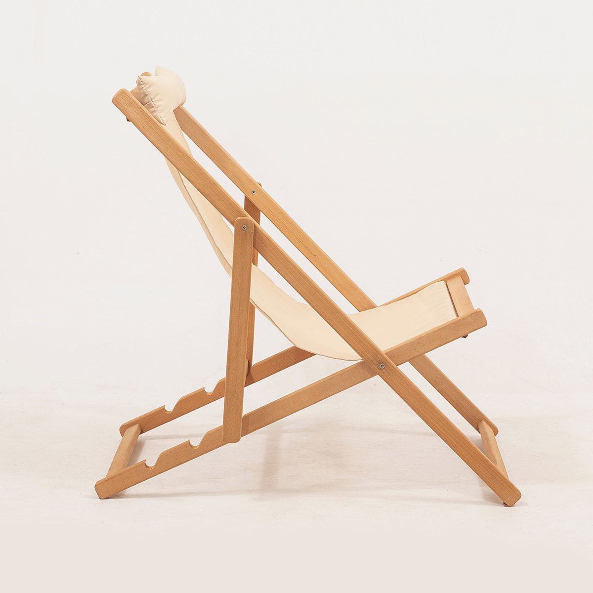 Set de 2 chaises longues pliantes avec table d'appoint en bois pour jardin Morik