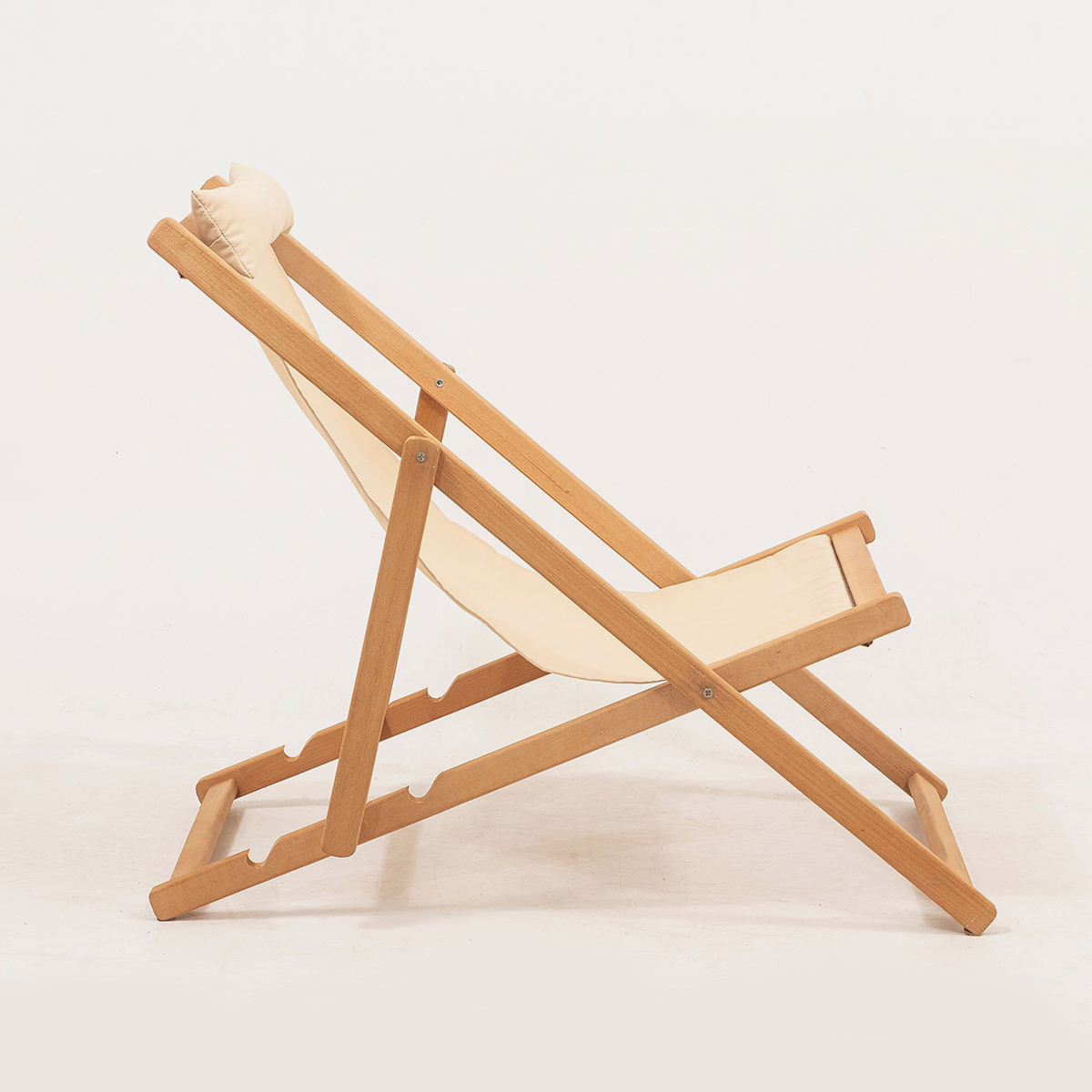 Set de 2 chaises longues pliantes avec table d'appoint en bois pour jardin Morik