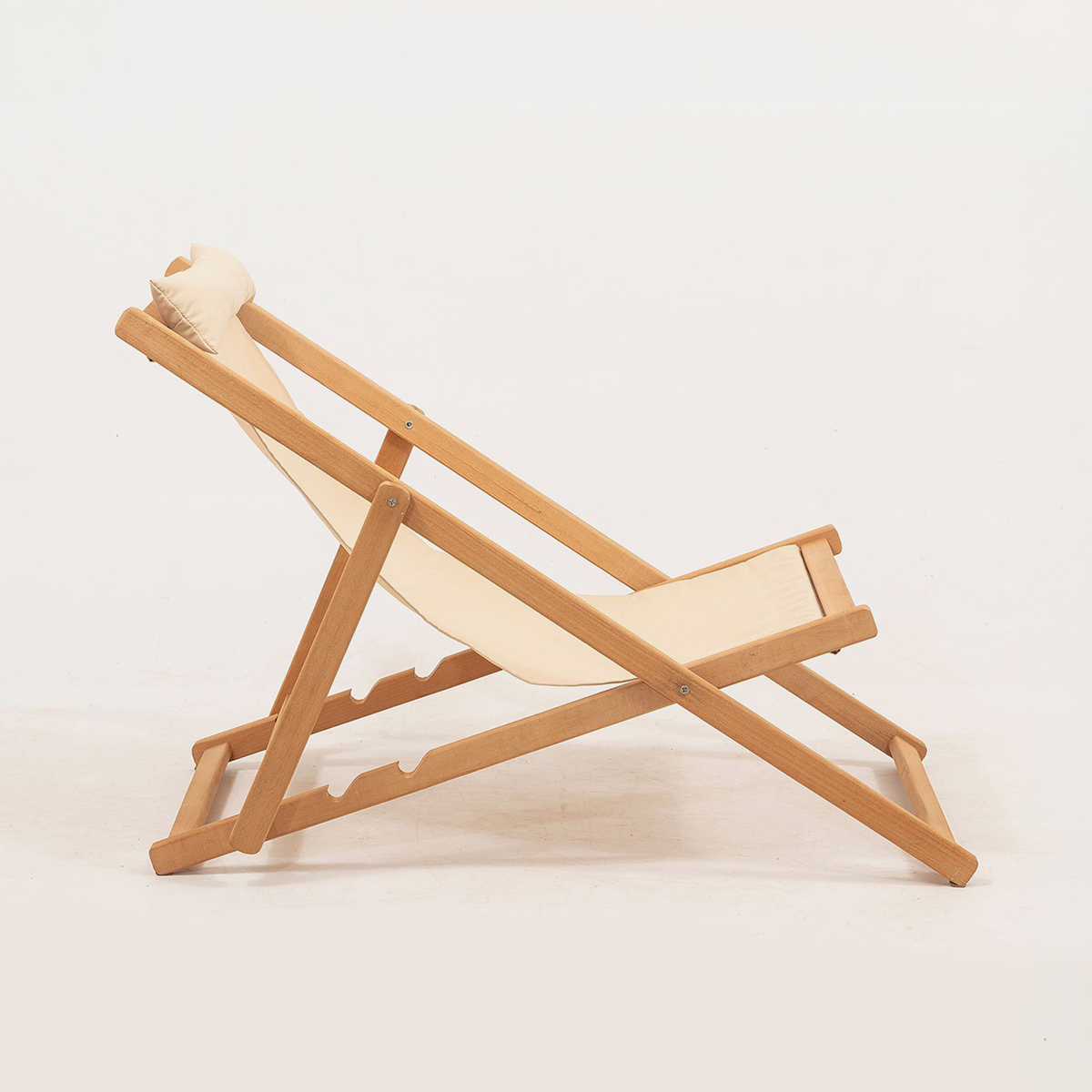 Set de 2 chaises longues pliantes avec table d'appoint en bois pour jardin Morik