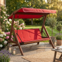 Columpio de jardín reclinable para 3 personas con toldo Roma