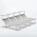 4er Set Sonnenliegen Luxus Italienischen Strandliegen mit Dach Italia
