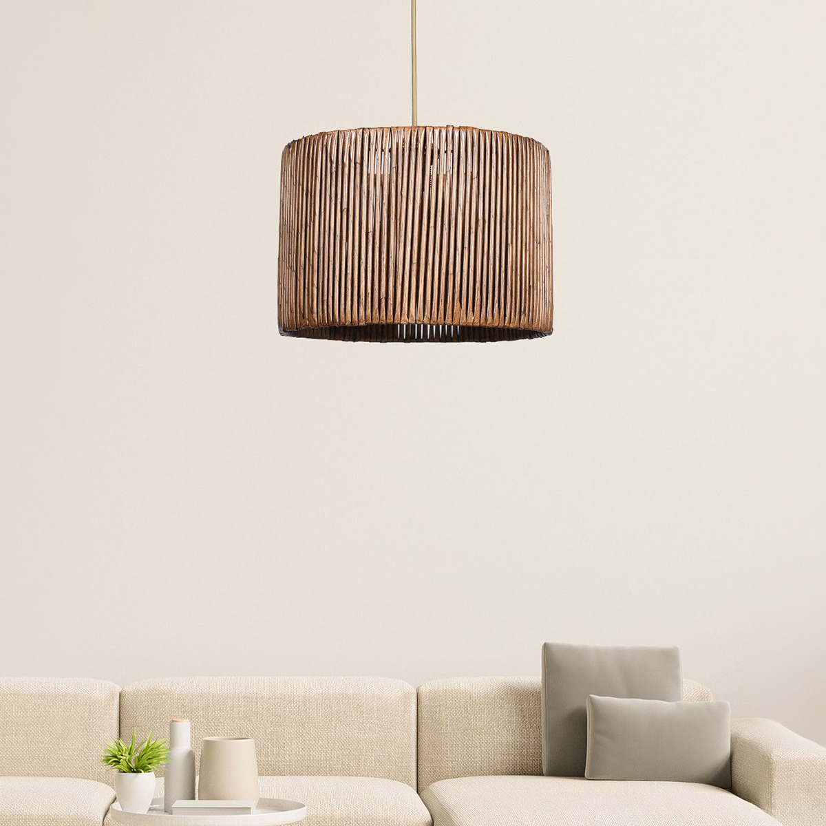 Suspension luminaire Orel avec abat-jour tressé