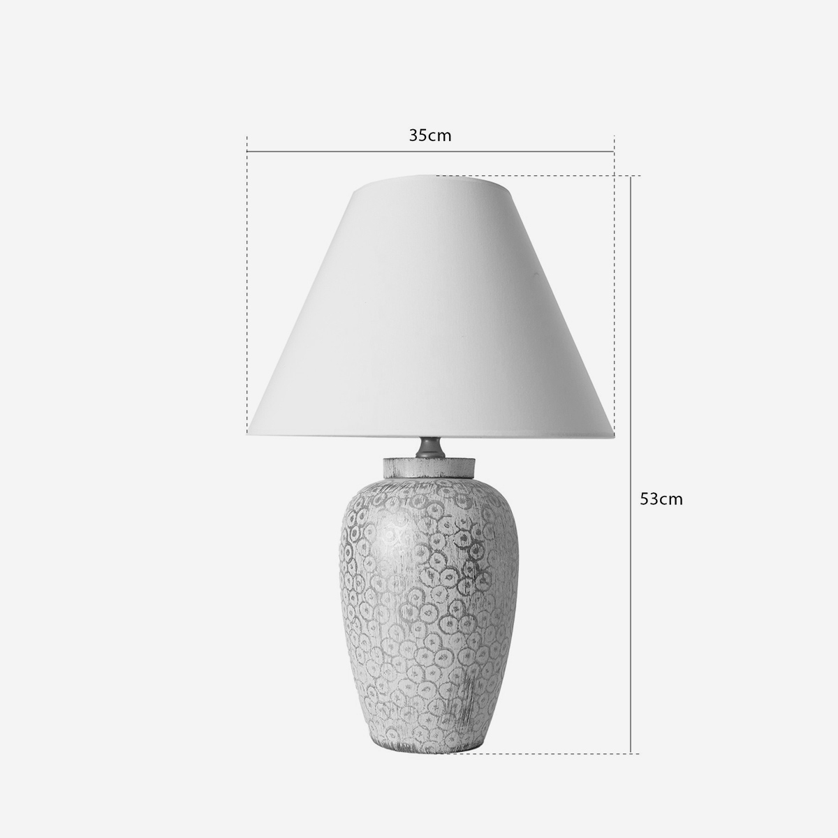 Kerzenlampe aus Keramik mit Stoffschirm Marel
