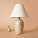 Kerzenlampe aus Keramik mit Stoffschirm Marel