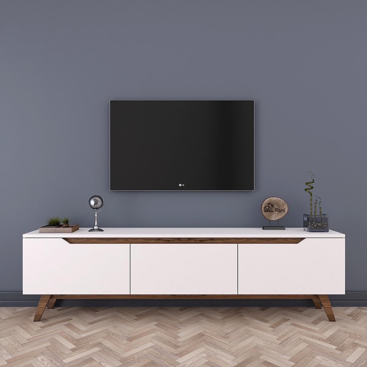 Eron mobiler TV-Ständer modern mit Türen und Regalböden