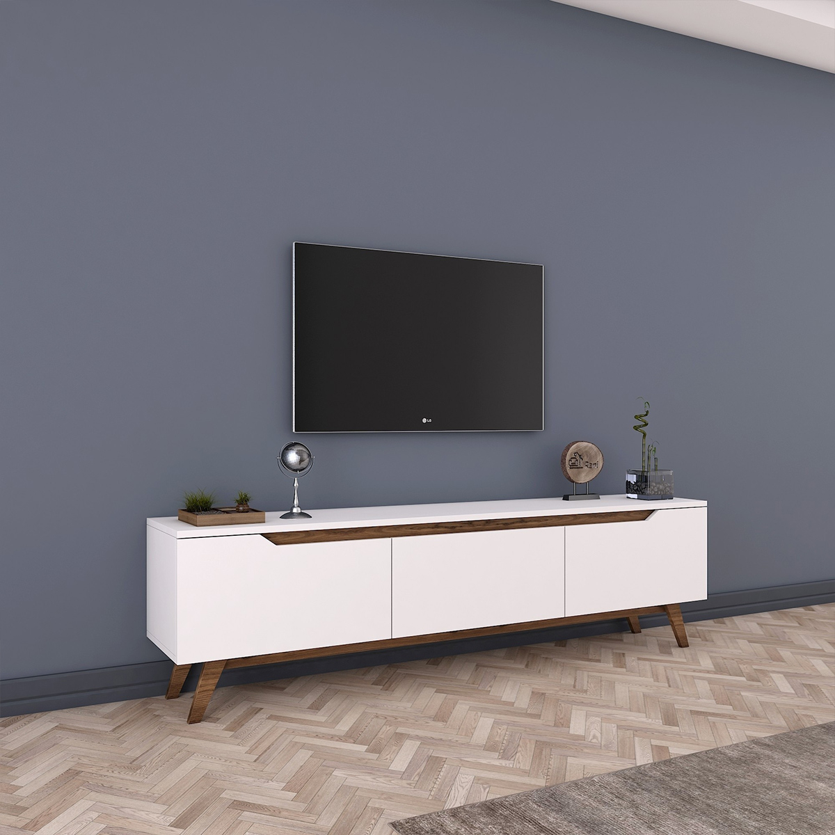 Eron mobiler TV-Ständer modern mit Türen und Regalböden