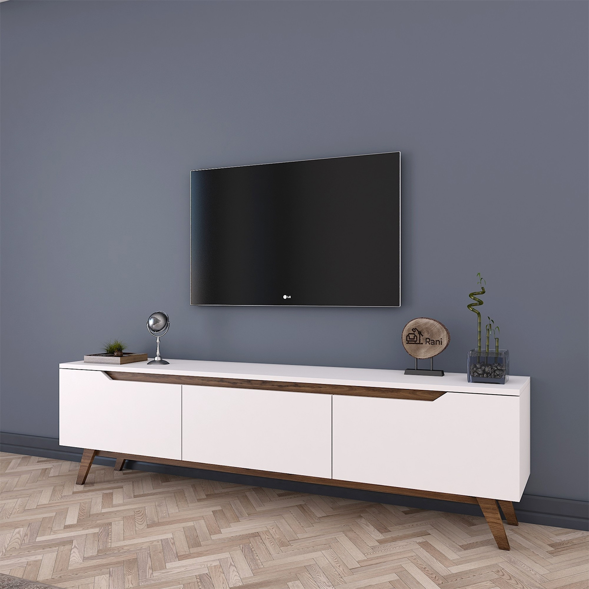 Eron mobiler TV-Ständer modern mit Türen und Regalböden