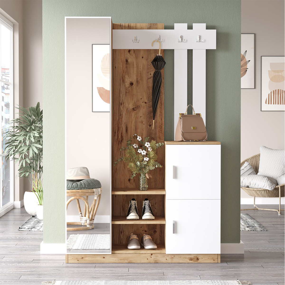 Govan Eingangsgarderobe mit Kleiderhaken und Schuhregal