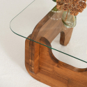 Mesa de centro de vidrio y madera Freya