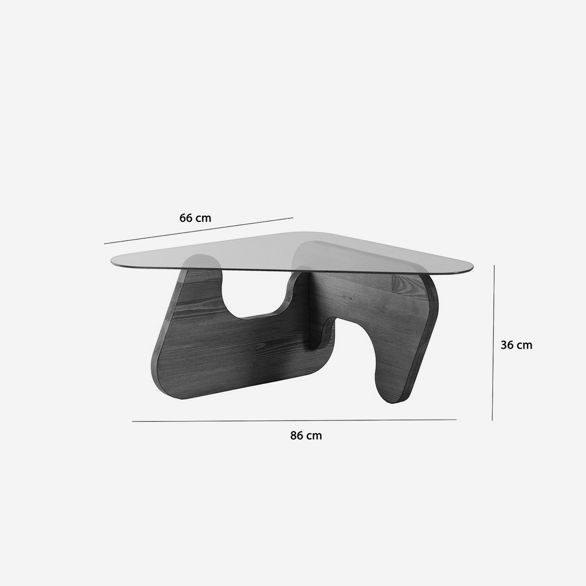 Mesa de centro de vidrio y madera Freya
