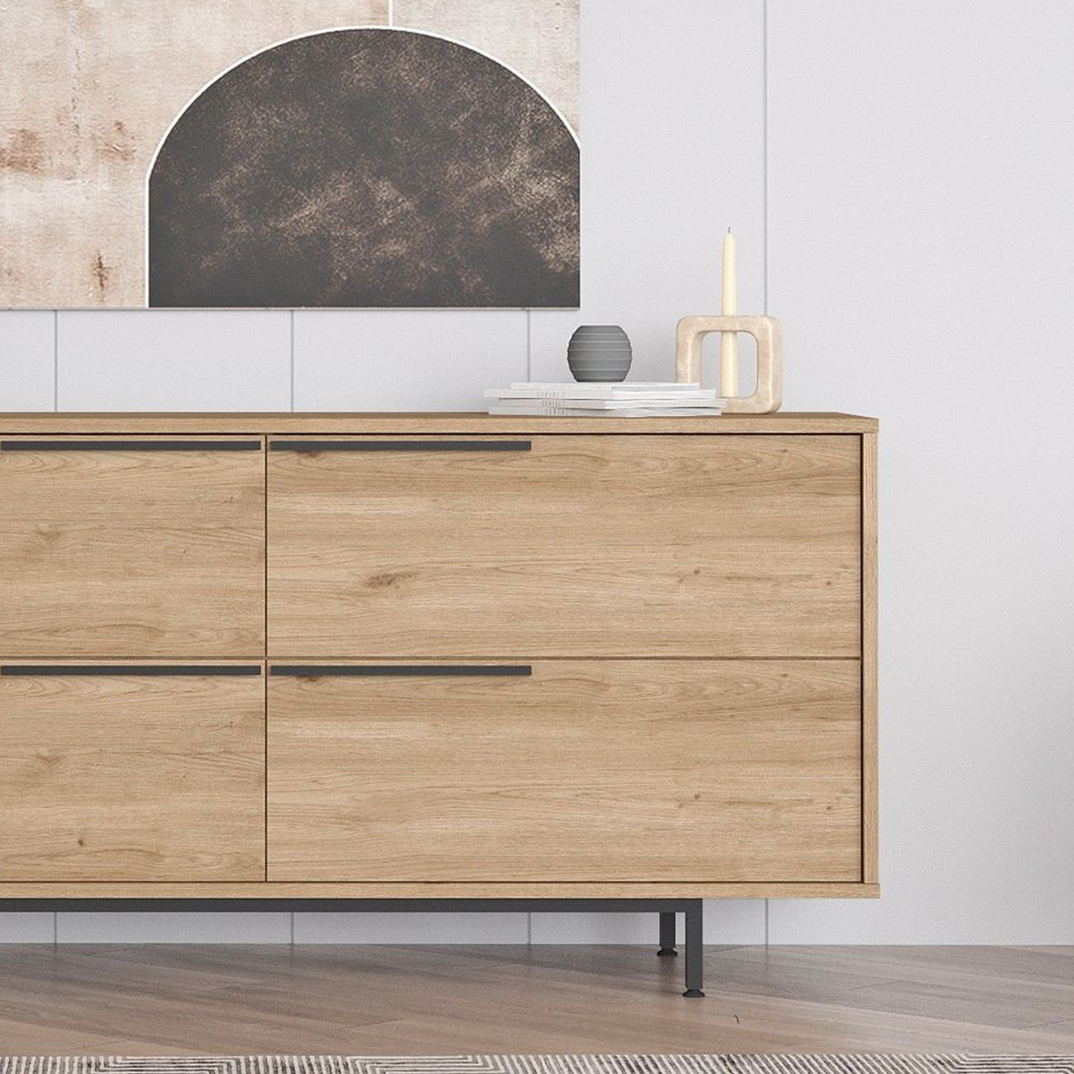 Sideboard für das Wohnzimmer mit 4 Türen aus Holz und Metall Odran