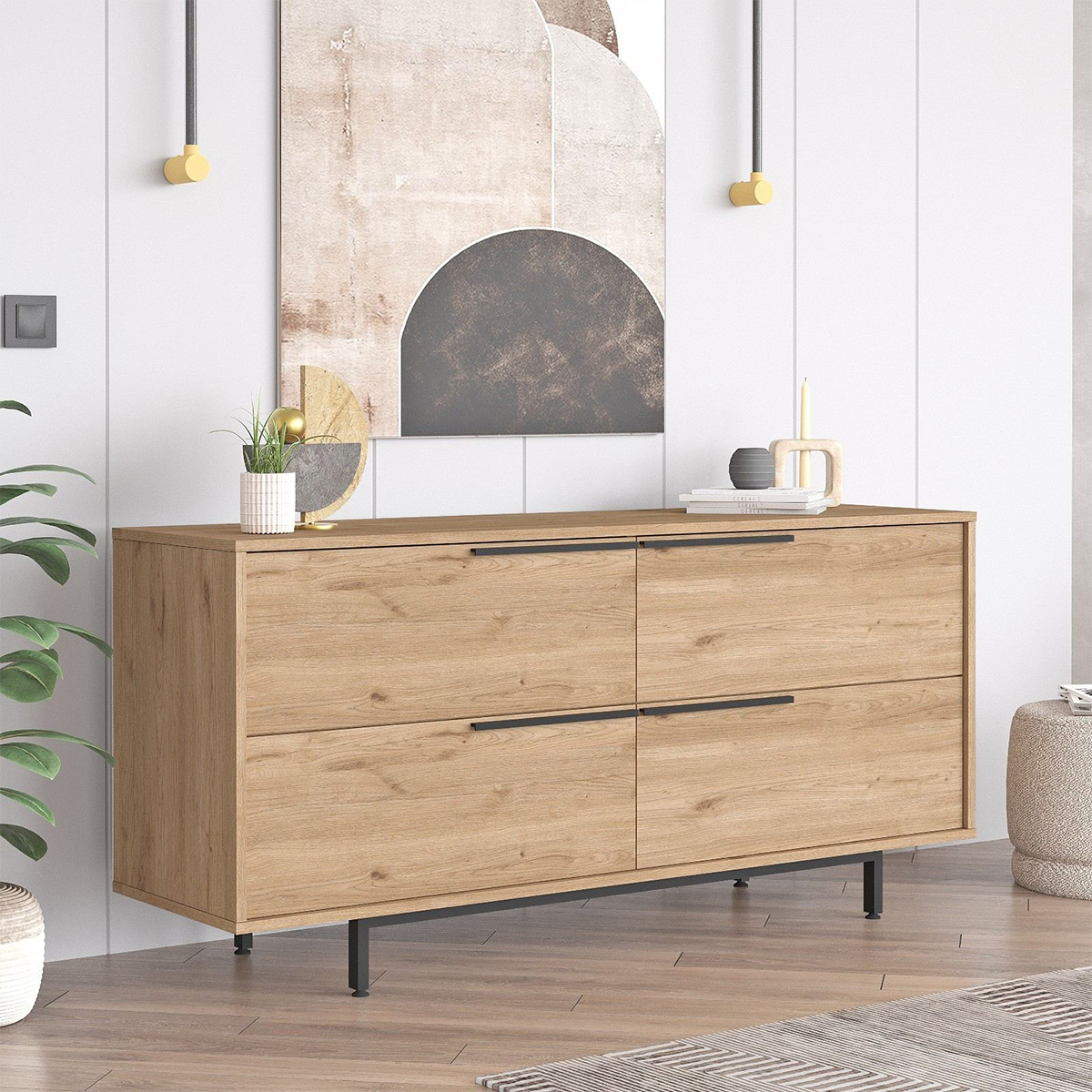 Sideboard für das Wohnzimmer mit 4 Türen aus Holz und Metall Odran