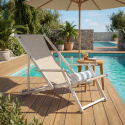 2er Set Strandliegen Liegestühle Sonnenliegen mit Armlehnen aus Aluminium Riccione Gold Lux