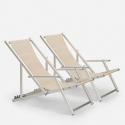 2er Set Strandliegen Liegestühle Sonnenliegen mit Armlehnen aus Aluminium Riccione Gold Lux