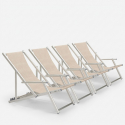 4er Set Liegestühle Sonnenliegen Strandliegen mit Armlehnen aus Aluminium klappbar Riccione Gold Lux