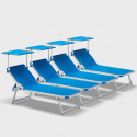 4 bains de soleil de plage en aluminium avec pare-soleil Nettuno Stock