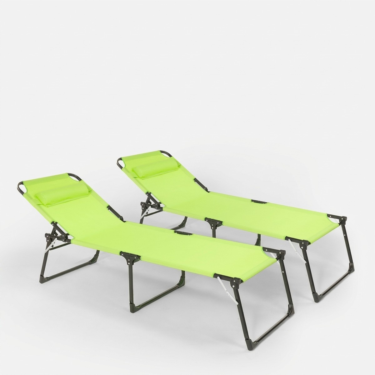 Juego de 2 tumbonas de playa y jardín plegables de aluminio Mauritius Stock