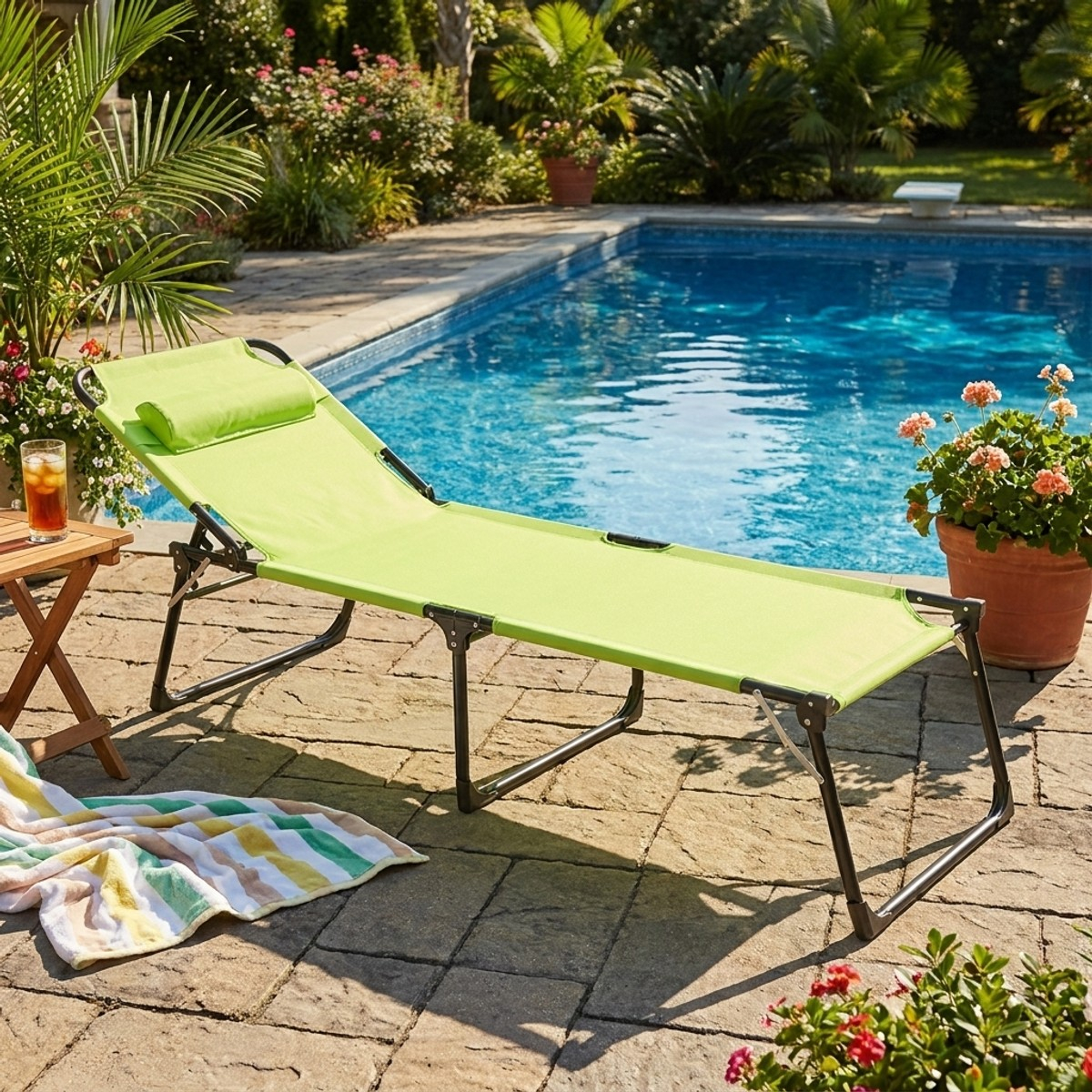 Set 4 lettini spiaggia mare giardino pieghevoli in alluminio Mauritius