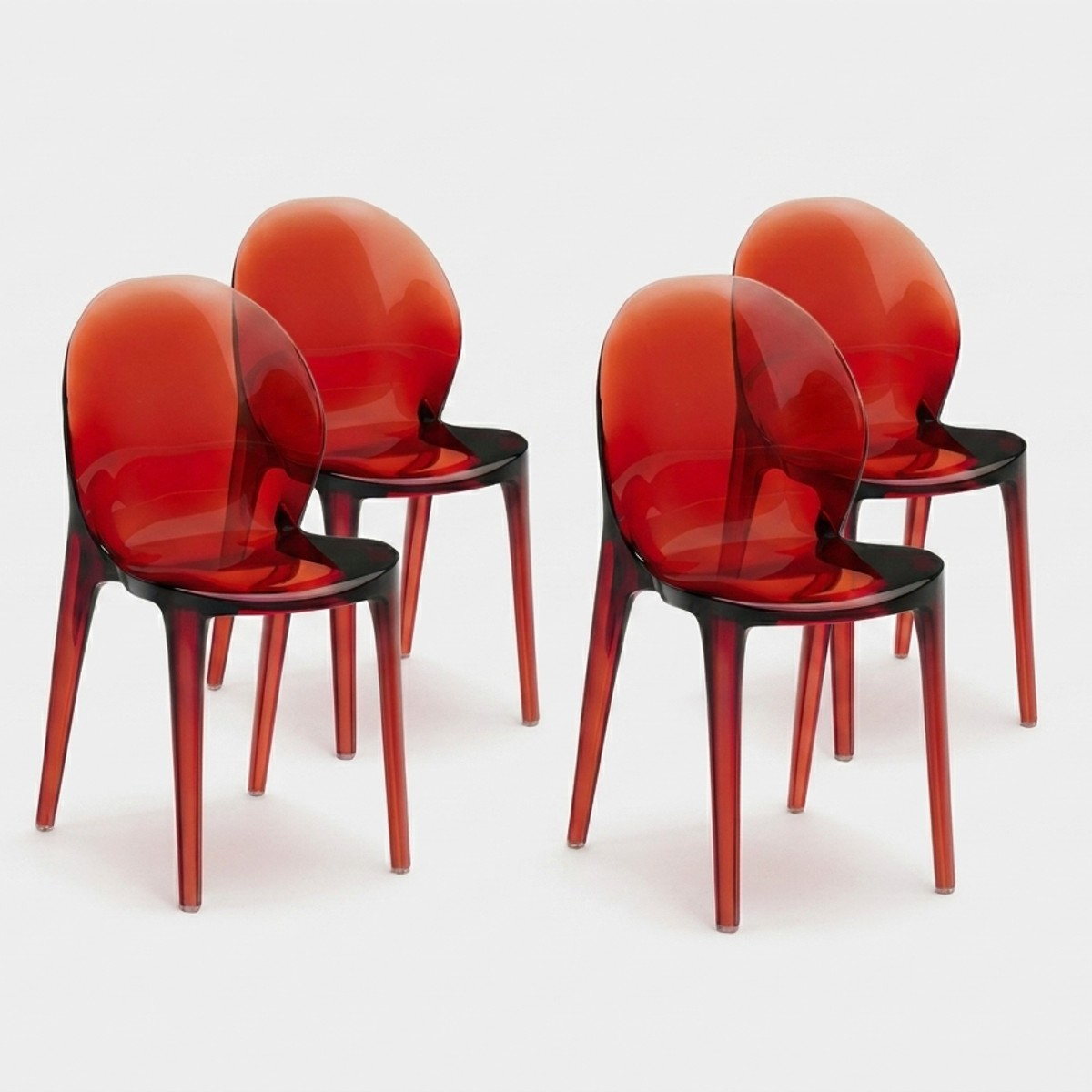 Set aus 4 Designerstühlen aus transparentem Polycarbonat Sparkle