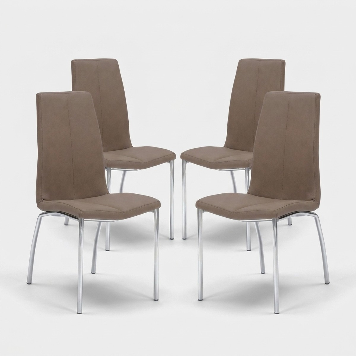 Lot de 4 chaises de cuisine et salle à manger en similicuir rembourré Ines