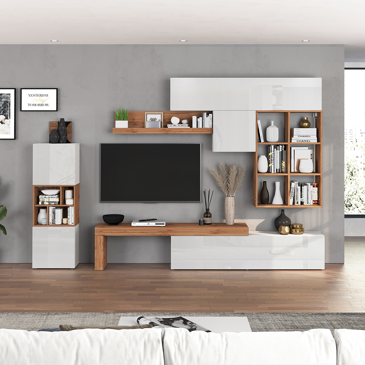 Parete attrezzata soggiorno moderna 3 pezzi Murek