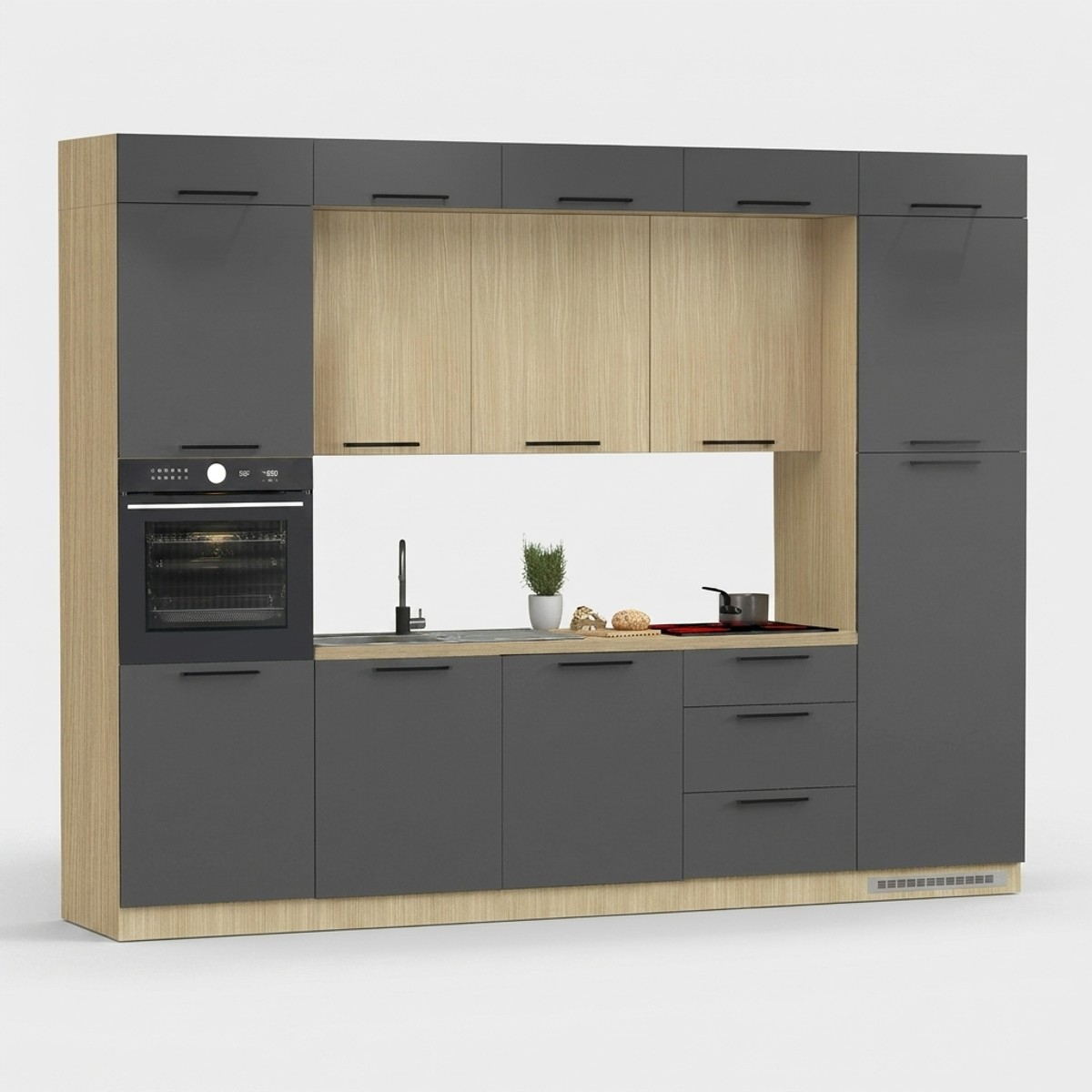 Cuisine complète linéaire moderne avec évier Molven 300x232