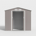 Caseta de jardín de metal gris con techo inclinado Orven