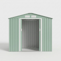 Caseta de jardín de metal con techo inclinado verde 213x127x185 Orven