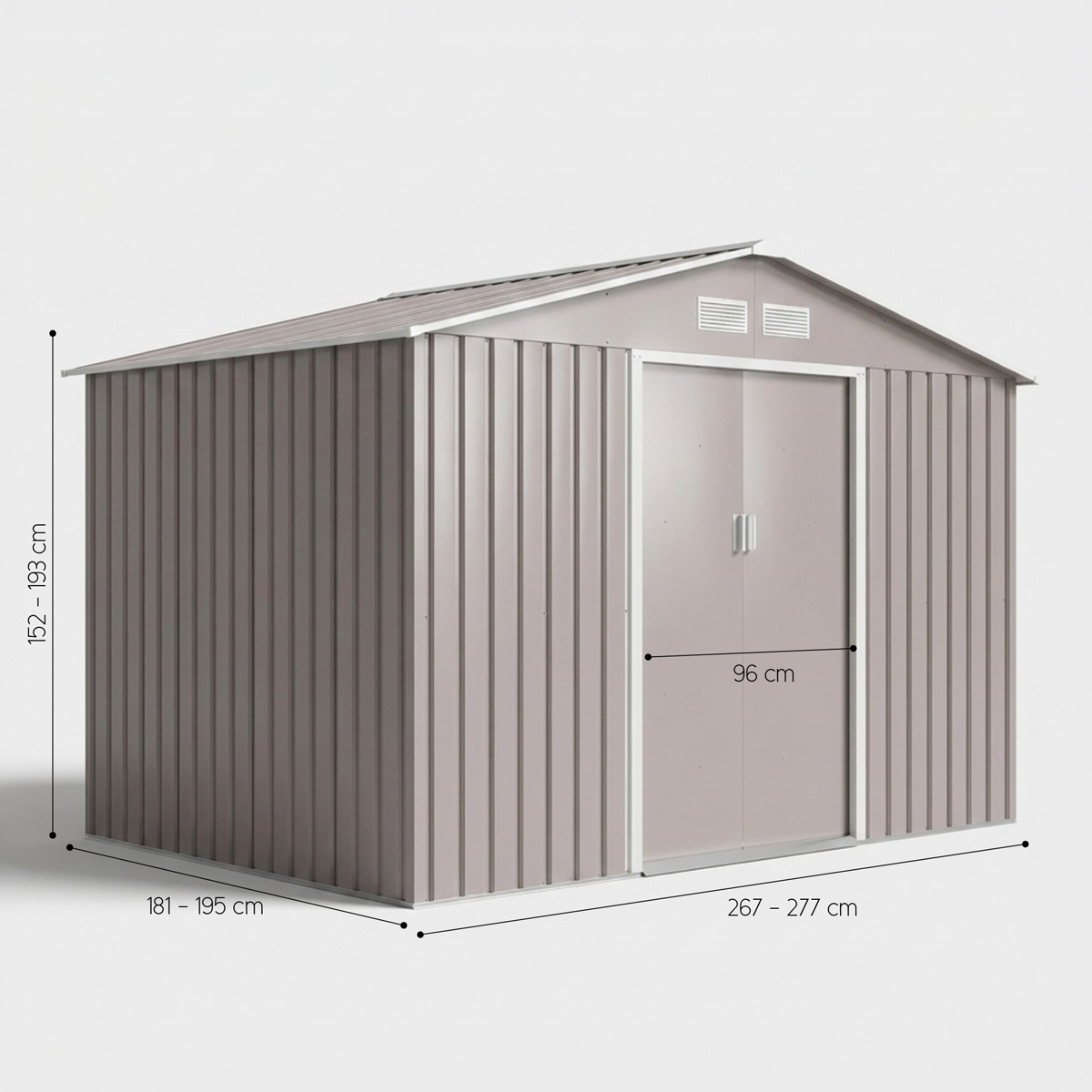 Caseta de jardín de acero galvanizado gris 277x195x193 Kelan
