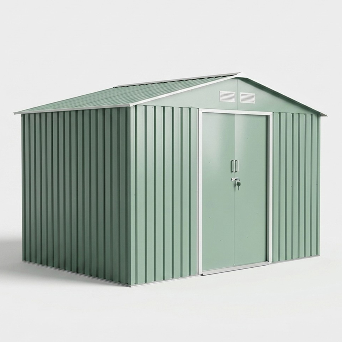 Casetta da giardino zincata verde con porta ampia 277x195x193 Kelan