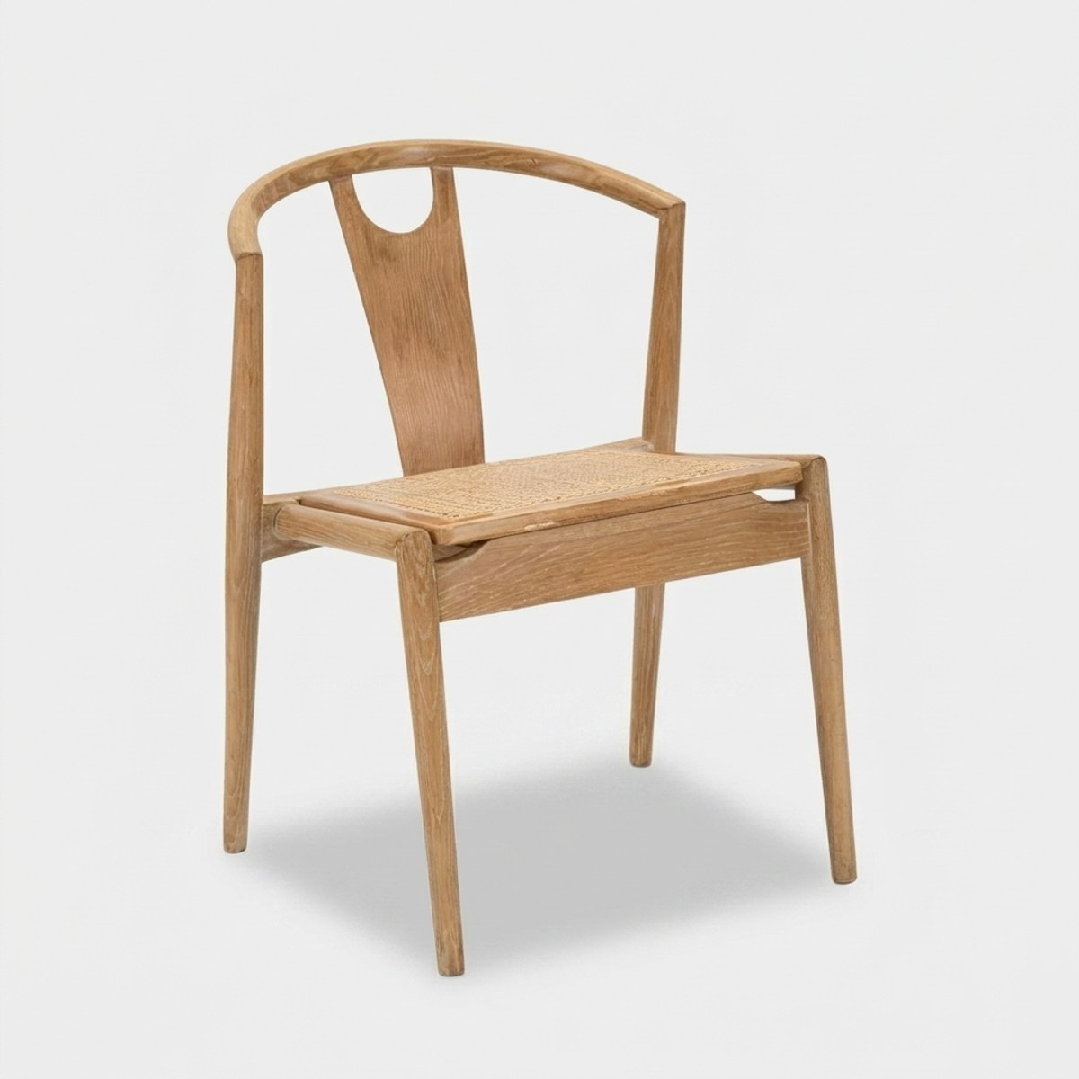 2er-Set Küchenstühle aus Holz mit geflochtener Rattan-Rückenlehne Japan