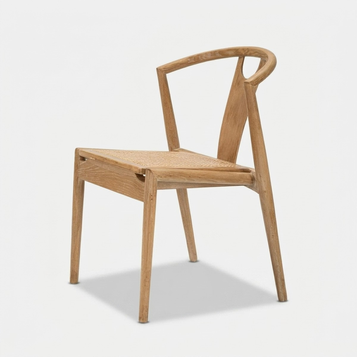 2er-Set Küchenstühle aus Holz mit geflochtener Rattan-Rückenlehne Japan