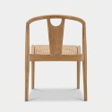 2er-Set Küchenstühle aus Holz mit geflochtener Rattan-Rückenlehne Japan