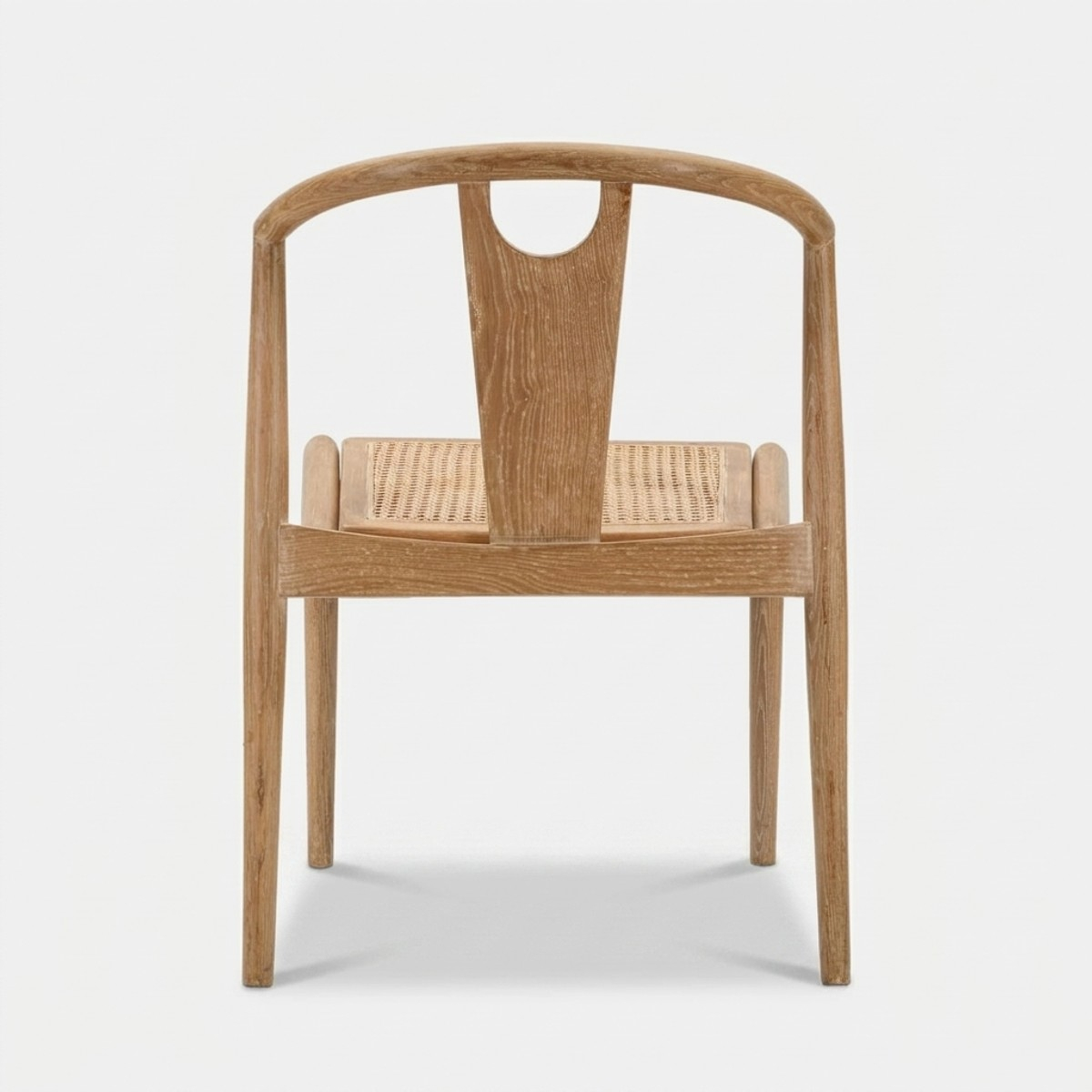 2er-Set Küchenstühle aus Holz mit geflochtener Rattan-Rückenlehne Japan