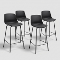 Set aus 4 hohen Barhockern mit Kissen Linea